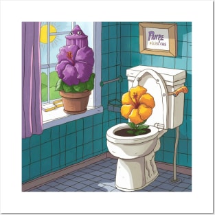 AI generated Flower in the toilet Posters and Art